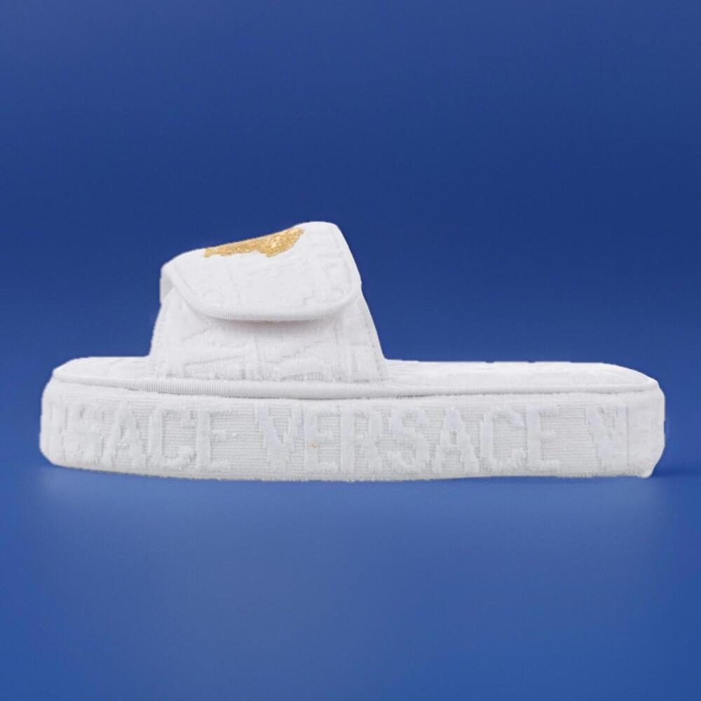 $475 White Versace Medusa Head Fabric platform slippers Size 41 - Picture 4 of 12